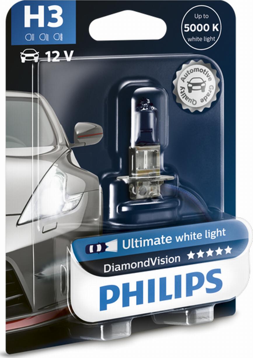 PHILIPS 12336DVB1 - Лампа розжарювання H3 12V 55W PK22s Diamond Vision 5000K 1шт blister вир-во Philips autocars.com.ua
