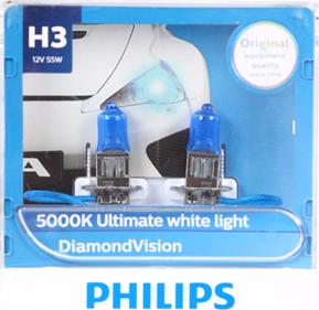 PHILIPS 12336DVS2 - Лампа розжарювання H3 12V 55W PK22s Diamond Vision 5000K вир-во Philips autocars.com.ua