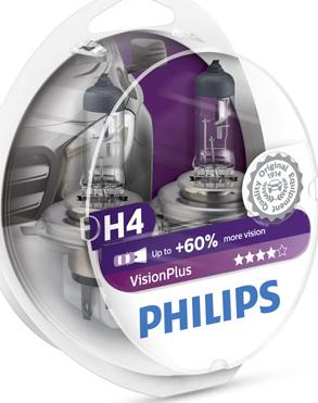 PHILIPS 12342VPS2 - Лампа розжарювання H4VisionPlus12V 60-55W P43t-38 вир-во Philips autocars.com.ua
