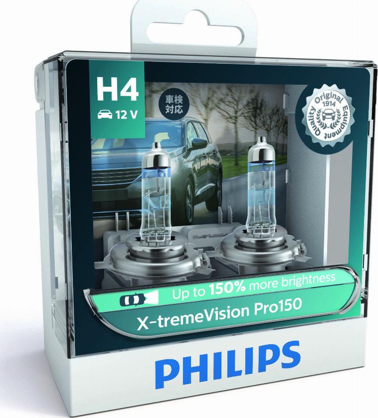 PHILIPS 12342XVPS2 - Лампа 12V H4 60-55W P43t X-TREME VISION PRO 150 Box2шт autocars.com.ua