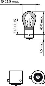PHILIPS 12496LLECOCP - Лампа розжарювання PY21W 12V 21W BAU15s LongerLife EcoVision вир-во Philips autocars.com.ua