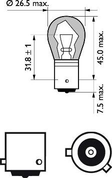 PHILIPS 12496SVB2 - Лампа розжарювання PY21W 12V 21W BAU15s SilverVision blister 2шт вир-во Philips autocars.com.ua