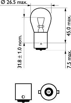 PHILIPS 12498VPB2 - Лампа розжарювання P21WVisionPlus12V 21W BA15s компл. 2шт вир-во Philips autocars.com.ua