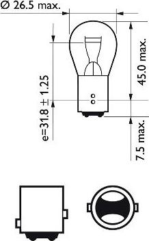 PHILIPS 12499VPB2 - Лампа розжарювання P21-5WVisionPlus12V 21-4W BAY15d вир-во Philips autocars.com.ua