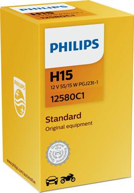 PHILIPS 12580C1 - Лампа розжарювання H15 55-15W 12V PGJ23T-1 вир-во Philips autocars.com.ua