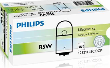 PHILIPS 12821LLECOCP - Лампа розжарювання R5W12V 5W BA15s LongerLife EcoVision вир-во Philips autocars.com.ua