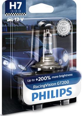 PHILIPS 12972RGTB1 - Автолампа H7 B1 12V 55W PX26d RacingVision GT200 200 1 шт. в блістері autocars.com.ua