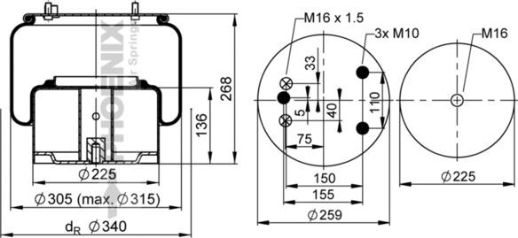 Phoenix 1 DF 25-13 - Кожух пневматической рессоры avtokuzovplus.com.ua