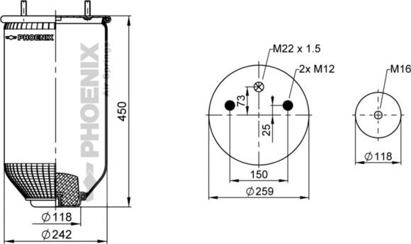 Phoenix 1 DK 22 E-9 NP - Кожух пневматичної ресори autocars.com.ua