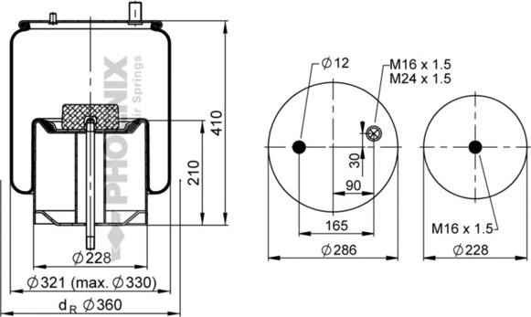 Phoenix 1 DK 28 F-5 - Кожух пневматичної ресори autocars.com.ua