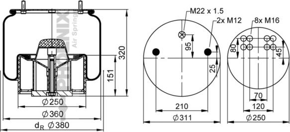 Phoenix 1 DK 32 K-2 - Кожух пневматичної ресори autocars.com.ua