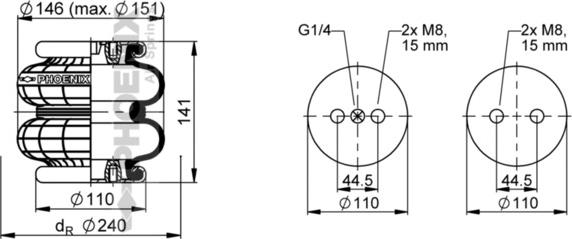 Phoenix SP 2 B 05 R - Кожух пневматичної ресори autocars.com.ua