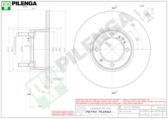 Pilenga 5007 - Гальмівний диск autocars.com.ua