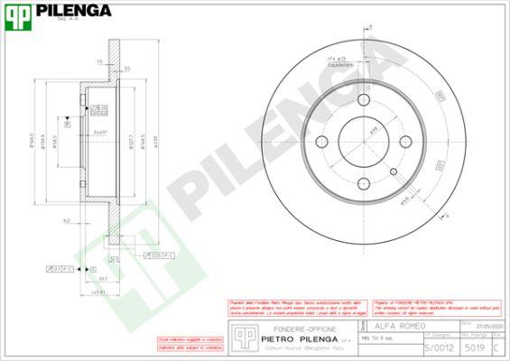 Pilenga 5019 - Гальмівний диск autocars.com.ua