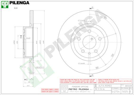 Pilenga 5025 - Гальмівний диск autocars.com.ua