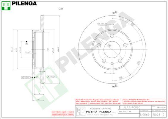 Pilenga 5028 - Гальмівний диск autocars.com.ua