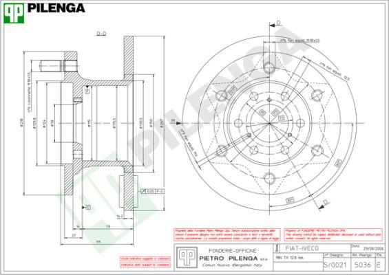 Pilenga 5036 - Гальмівний диск autocars.com.ua