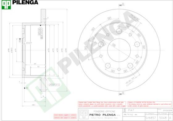 Pilenga 5048 - Тормозной диск avtokuzovplus.com.ua