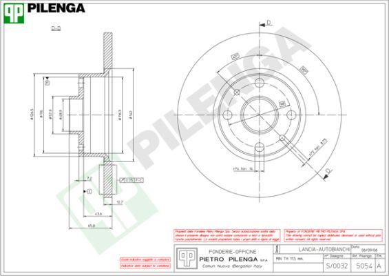 Pilenga 5054 - Гальмівний диск autocars.com.ua