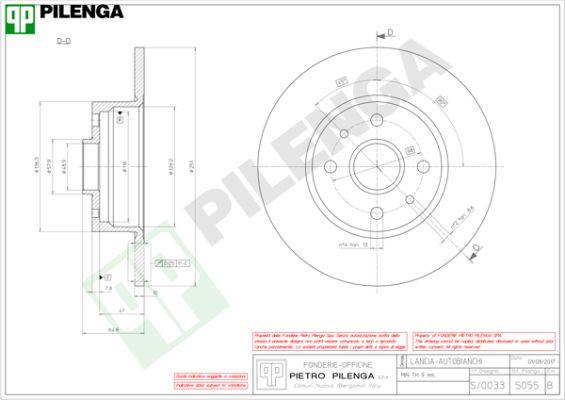 Pilenga 5055 - Гальмівний диск autocars.com.ua