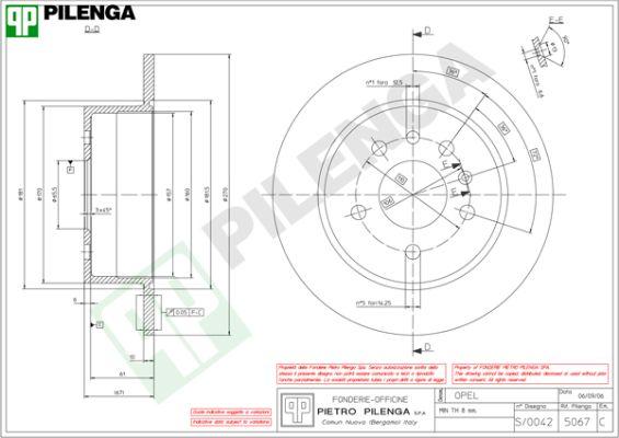 Pilenga 5067 - Гальмівний диск autocars.com.ua