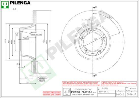 Pilenga 5078 - Гальмівний диск autocars.com.ua