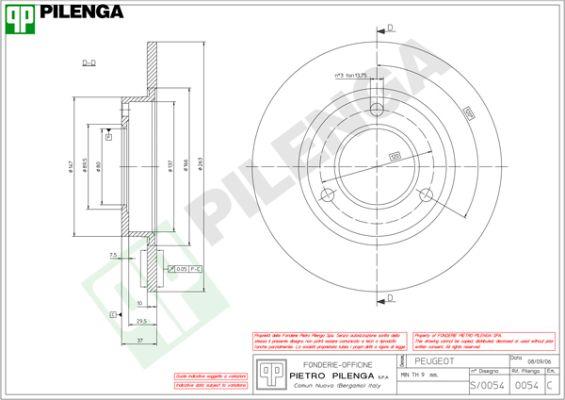 Pilenga 5089 - Гальмівний диск autocars.com.ua