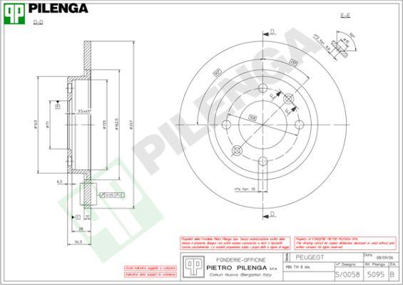 Pilenga 5095 - Гальмівний диск autocars.com.ua