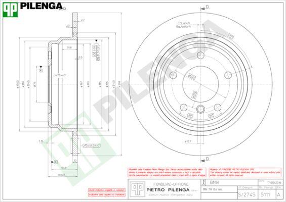 Pilenga 5111 - Гальмівний диск autocars.com.ua