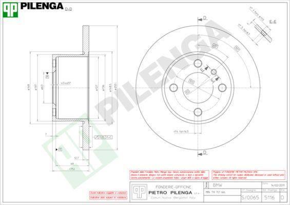 Pilenga 5116 - Тормозной диск avtokuzovplus.com.ua