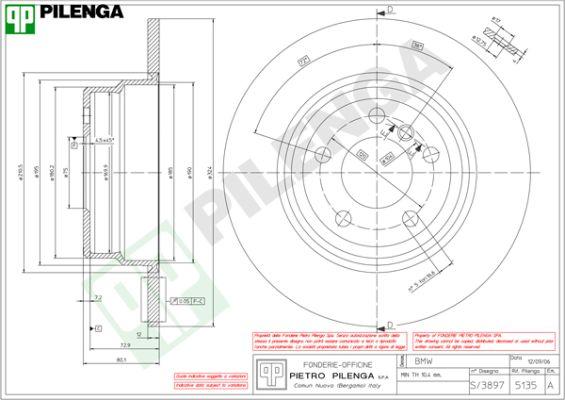 Pilenga 5135 - Гальмівний диск autocars.com.ua