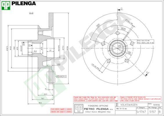 Pilenga 5157 - Гальмівний диск autocars.com.ua