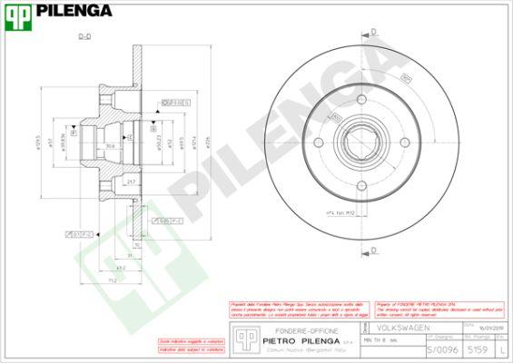 Pilenga 5159 - Гальмівний диск autocars.com.ua