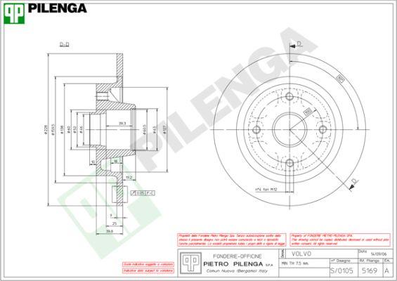 Pilenga 5169 - Гальмівний диск autocars.com.ua