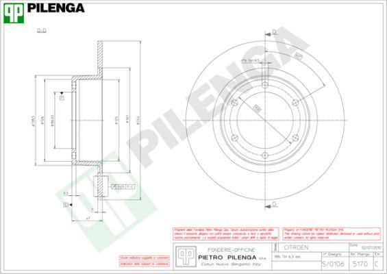 Pilenga 5170 - Тормозной диск avtokuzovplus.com.ua