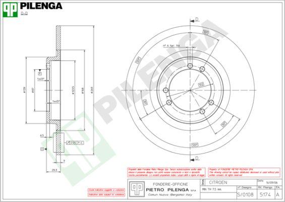 Pilenga 5174 - Гальмівний диск autocars.com.ua