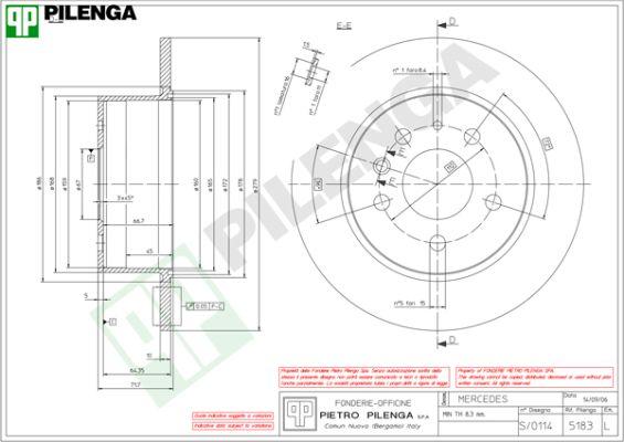 Pilenga 5183 - Тормозной диск avtokuzovplus.com.ua