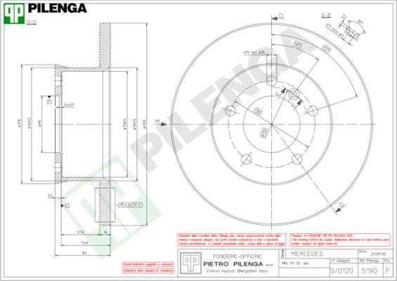 Pilenga 5190 - Гальмівний диск autocars.com.ua