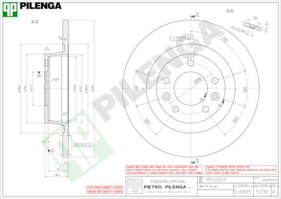 Pilenga 5230 - Гальмівний диск autocars.com.ua