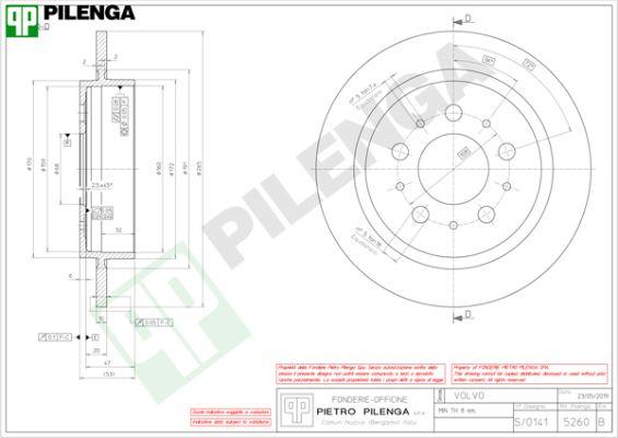 Pilenga 5260 - Тормозной диск avtokuzovplus.com.ua