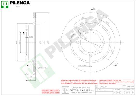 Pilenga 5265 - Тормозной диск avtokuzovplus.com.ua