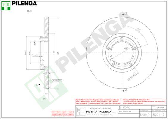 Pilenga 5274 - Гальмівний диск autocars.com.ua