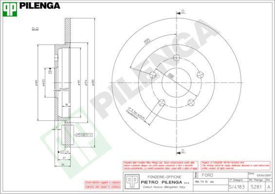 Pilenga 5281 - Тормозной диск avtokuzovplus.com.ua