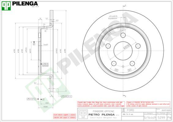 Pilenga 5299 - Гальмівний диск autocars.com.ua