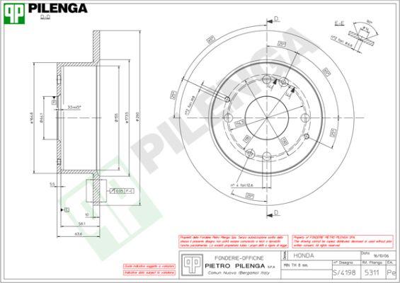 Pilenga 5311 - Гальмівний диск autocars.com.ua