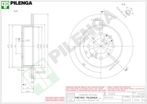 Pilenga 5314 - Гальмівний диск autocars.com.ua