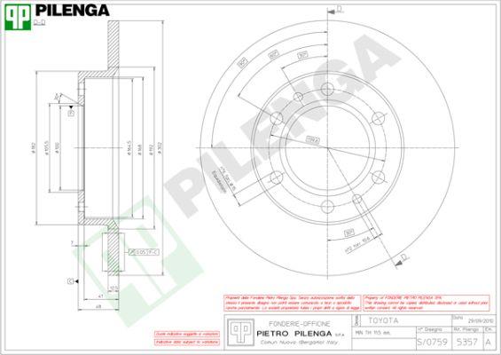 Pilenga 5357 - Тормозной диск avtokuzovplus.com.ua