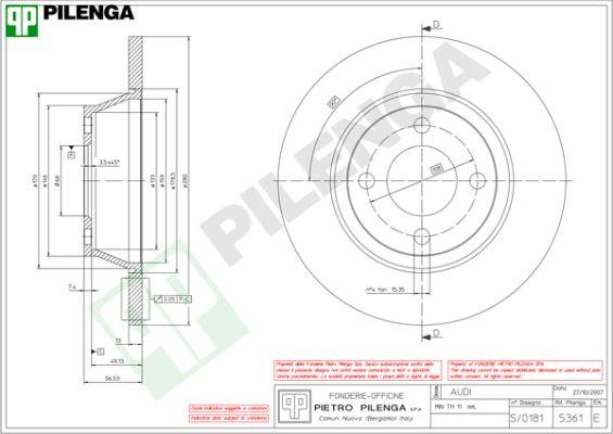 Pilenga 5361 - Тормозной диск avtokuzovplus.com.ua