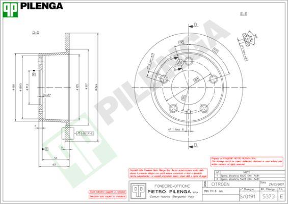 Pilenga 5373 - Гальмівний диск autocars.com.ua