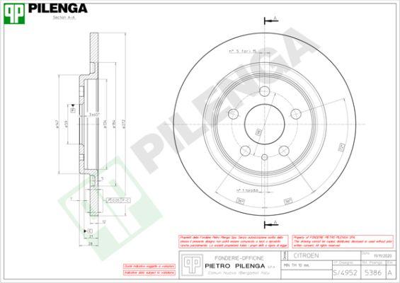 Pilenga 5386 - Гальмівний диск autocars.com.ua